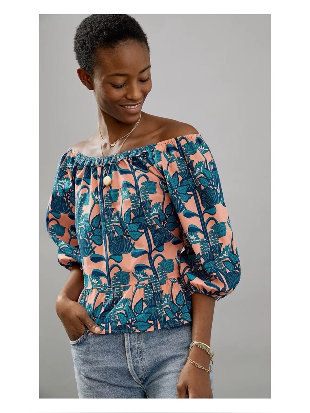 NWOT Anthropologie Blue Tassel Elaine Top  Size Small